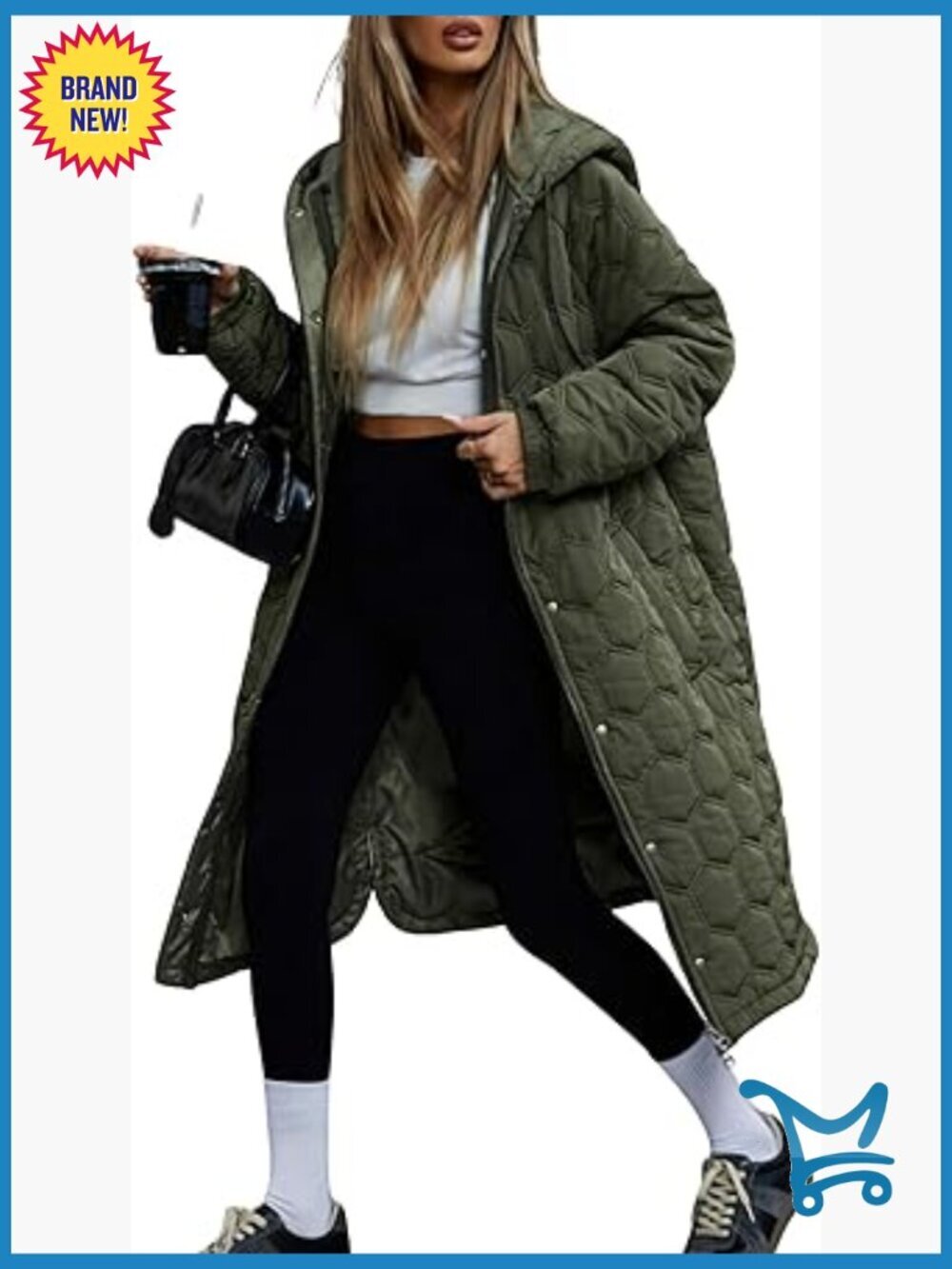 Lightweight Hooded Midi Puffer Jacket Quilted Long Coat Winter